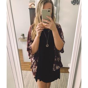 Dark purple floral kimono